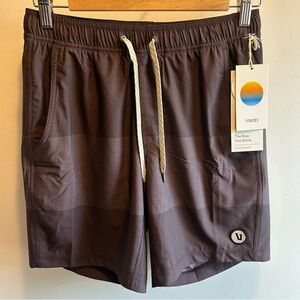 Vuori Brown Athletic Shorts with Elastic Waistban